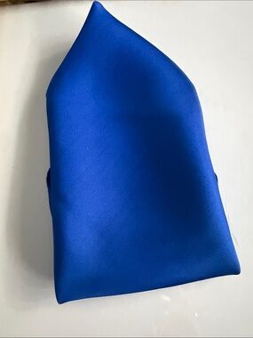 ⁠VTG Ashear Bright  Royal Blue 100% Silk Hand Rolled Pocket Square Handkerchief⁠